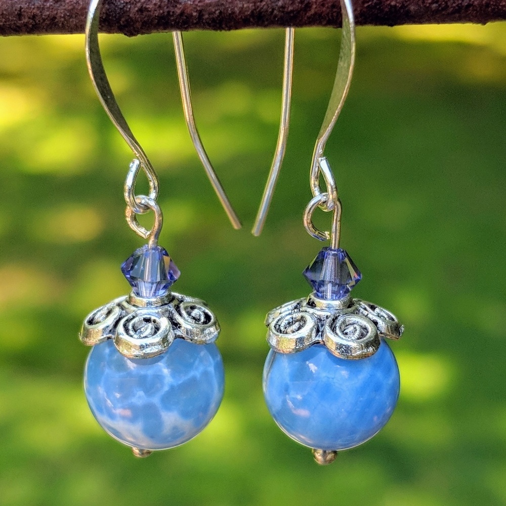 Handcrafted earrings with Agate stones and silver